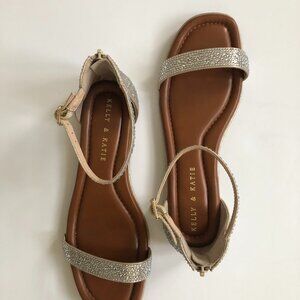 Kelly and Katie Rhinestone Strappy Flat Sandals, 8.5W